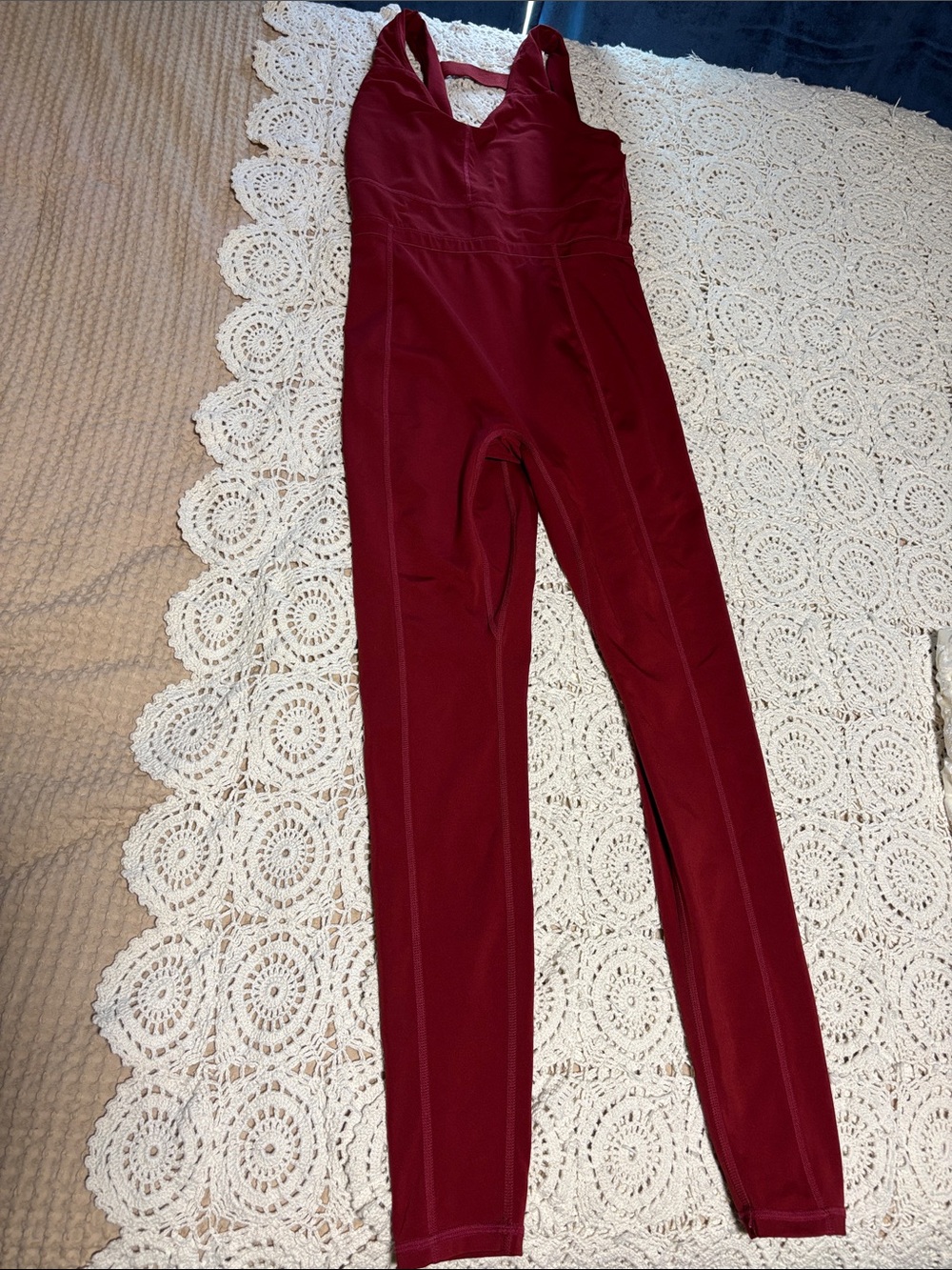 Women's Burgundy Full-Length Jumpsuit